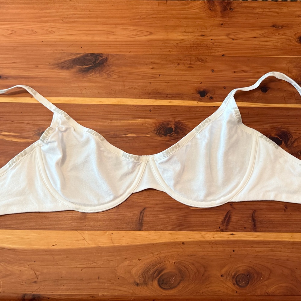 White Skims Unlined Cotton Bra 34DD